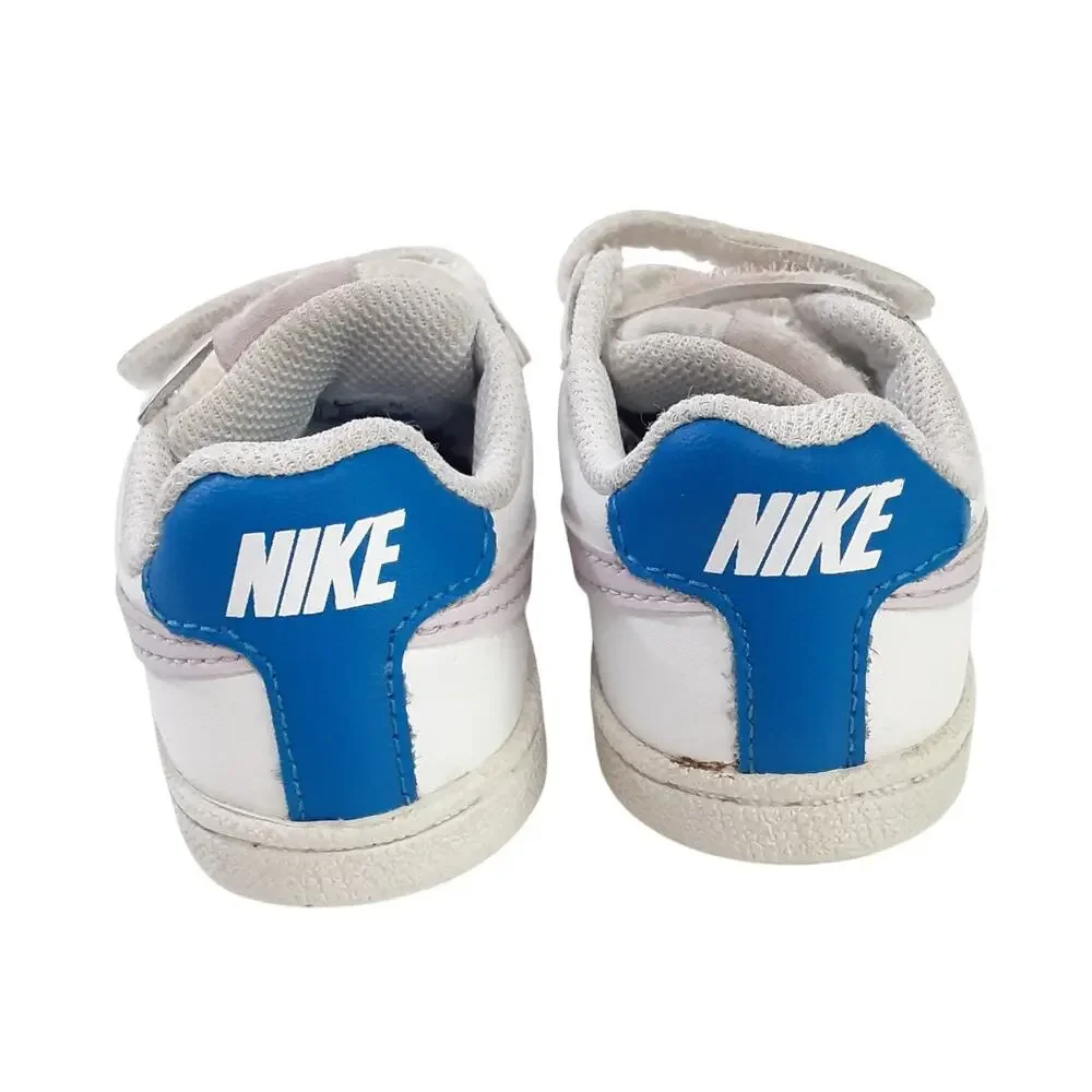 Nike Court Royale Baby Sneakers White Leather Toddler 4.5 Blue Running Shoes